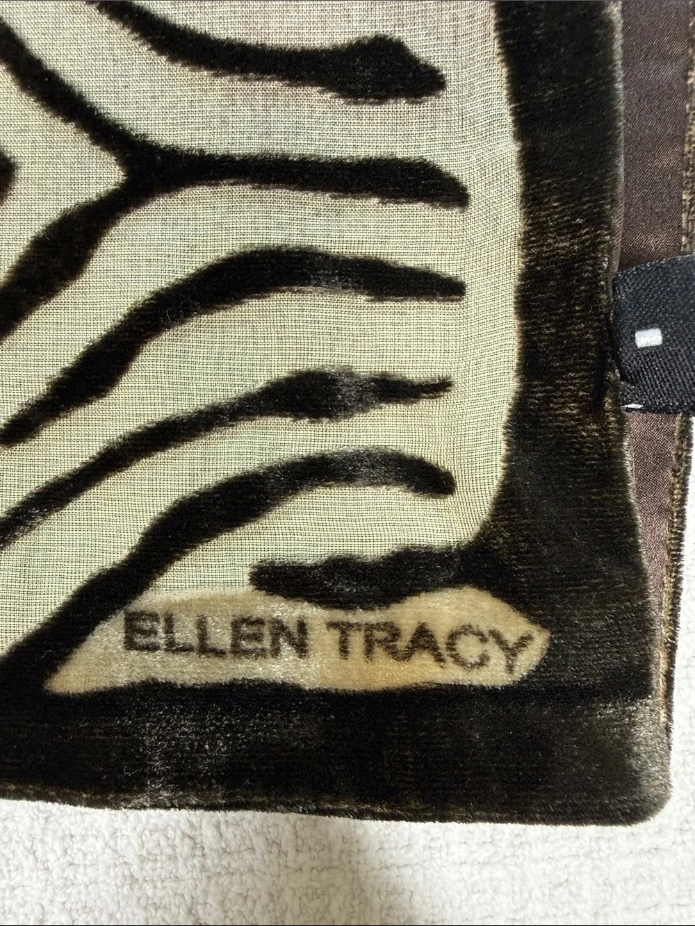 Ellen Tracy brown and tan animal print velvet scarf
